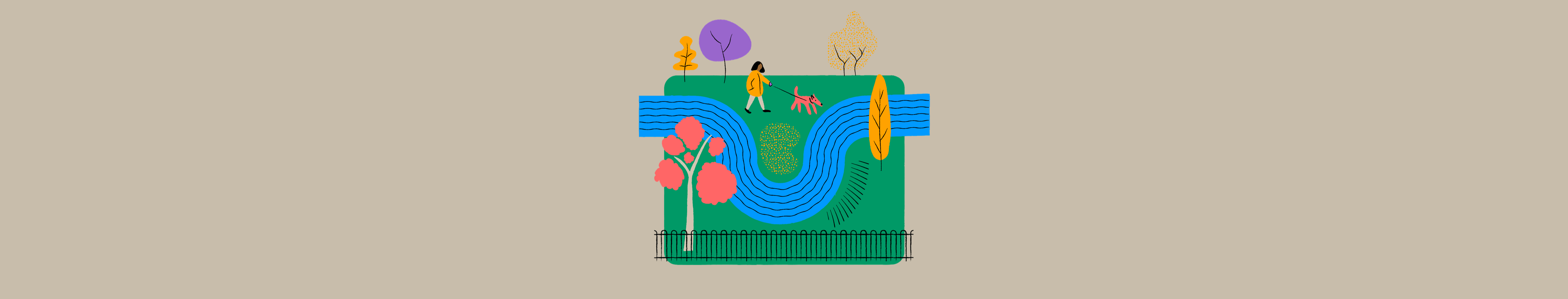 person with a dog in a park